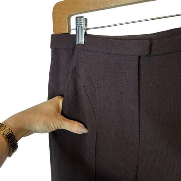 Chado Ralph Rucci Vintage 100% Wool Brown Pants Trousers Whipstitch Detail sz 6 - Picture 2 of 9